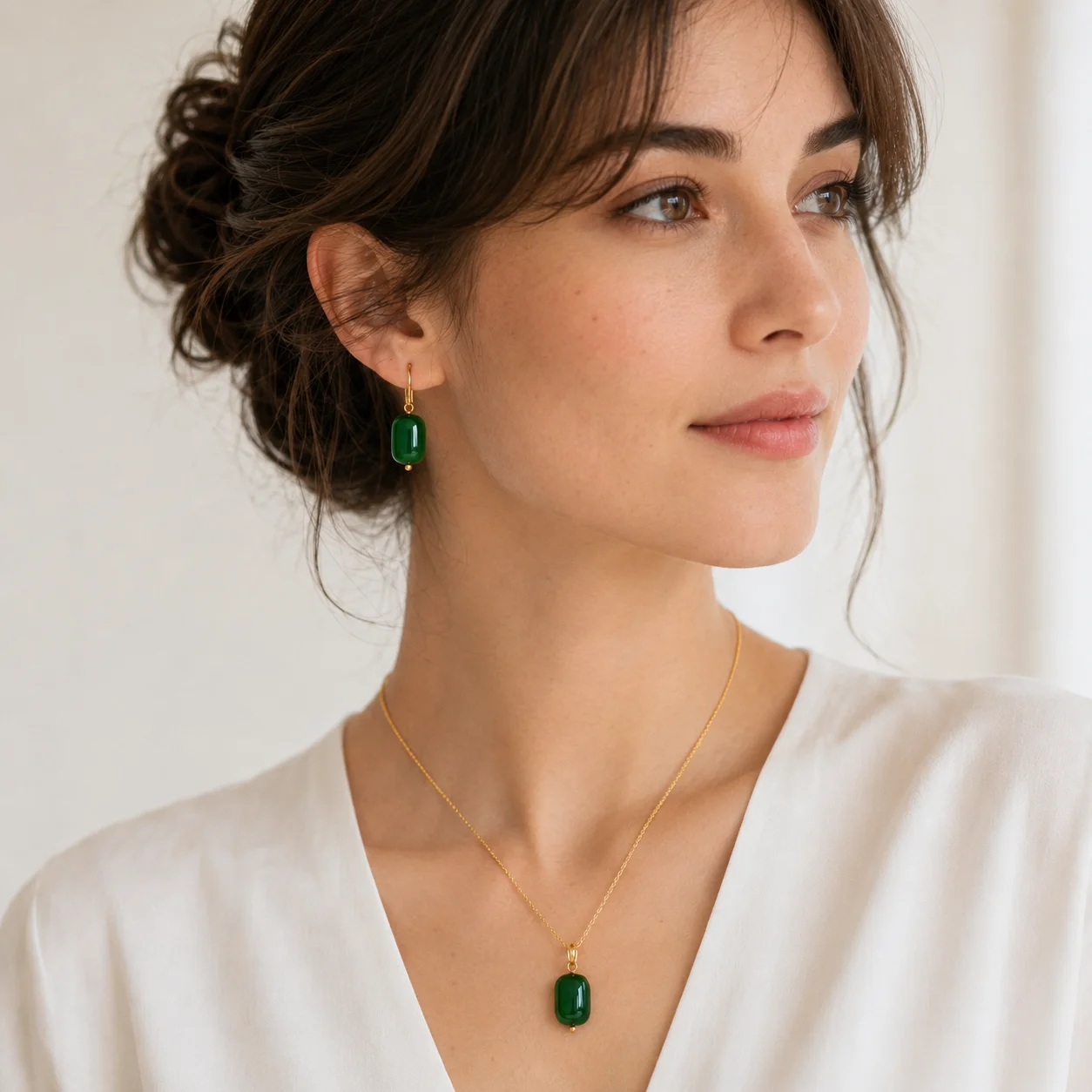 Parure jade africaine — collier + boucles