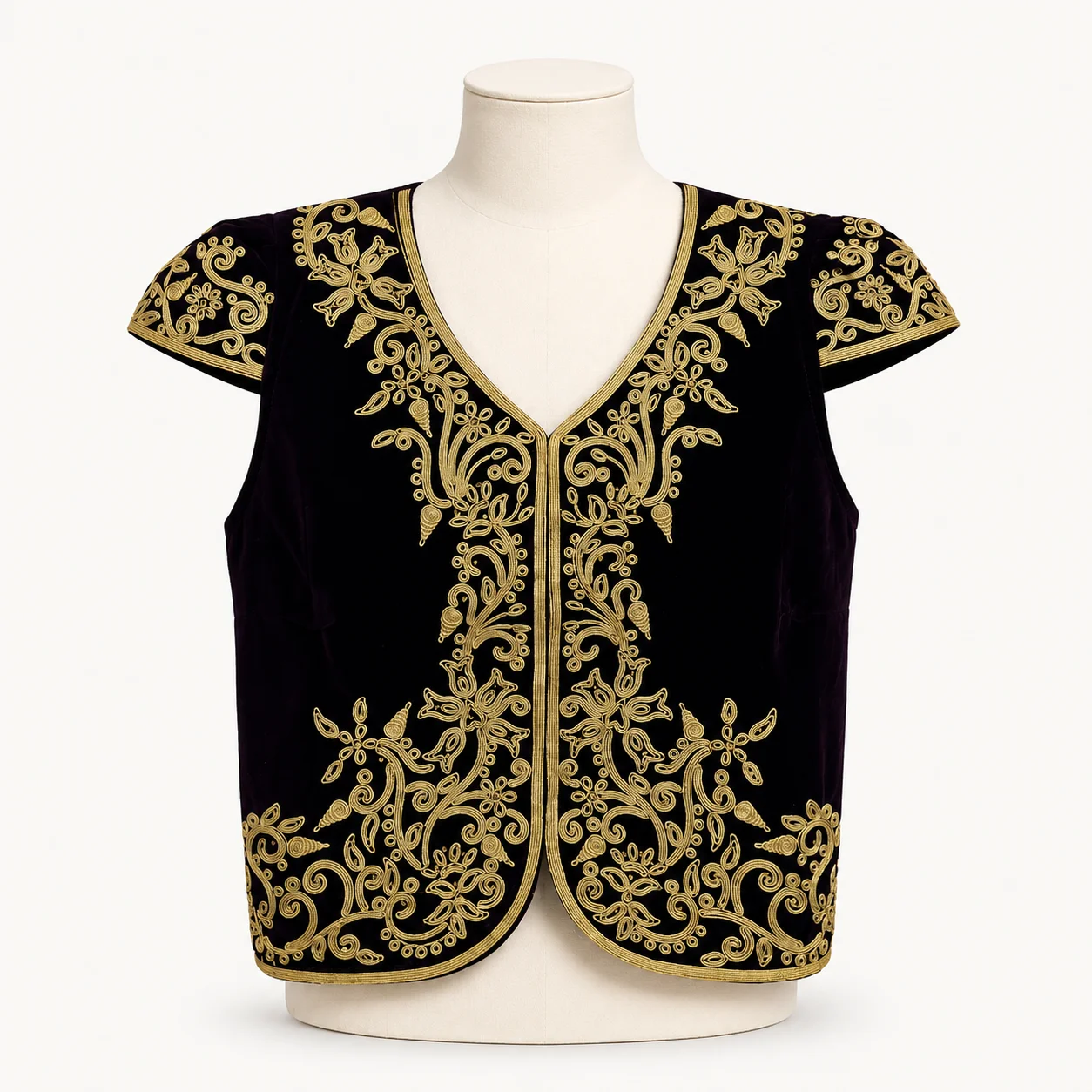 Boléro brodé fil doré — velours noir