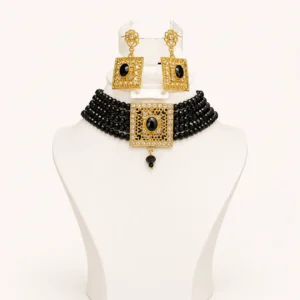 Choker Cristal Noir Or
