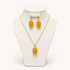 Parure ambre — collier + boucles