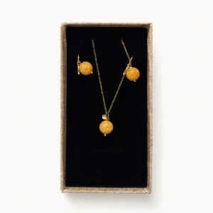 Parure perle miel — collier + boucles