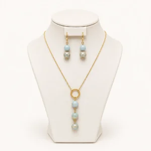 Parure turquoise — collier en Y + boucles