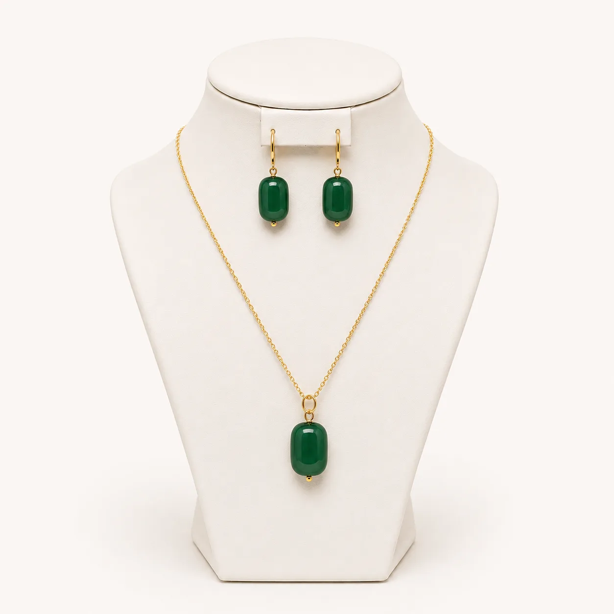 Parure jade africaine — collier + boucles