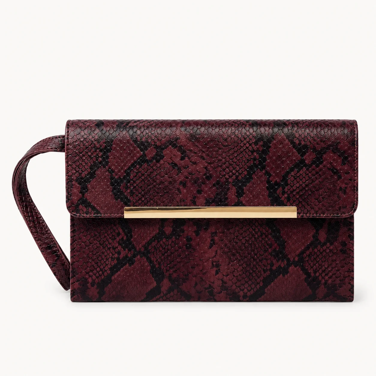 Pochette effet python — bordeaux
