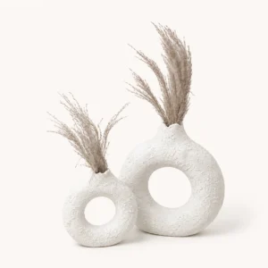 Vases céramique texturée — lot de 2 (effet anneau)