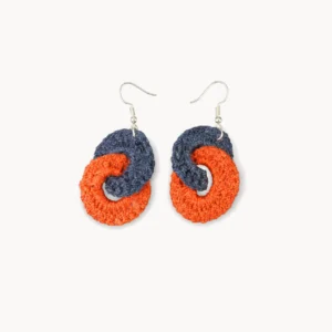 Boucles d'oreilles au crochet à anneaux entrelacés orange et marine