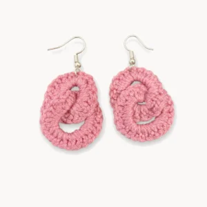 Boucles d'oreilles au crochet à anneaux entrelacés rose