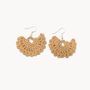 Boucles d'oreilles au crochet en éventail camel