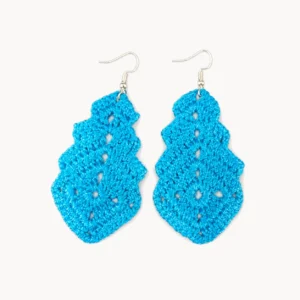 Boucles d'oreilles au crochet en feuille turquoise
