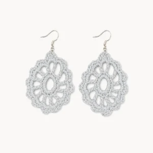 Boucles d'oreilles au crochet en médaillon ovale gris perle
