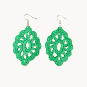 Boucles d'oreilles au crochet en médaillon ovale vert