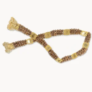 Ceinture de parure en perles ambrées et médaillons dorés