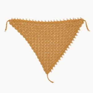 Foulard bandana au crochet perlé triangulaire jaune moutarde