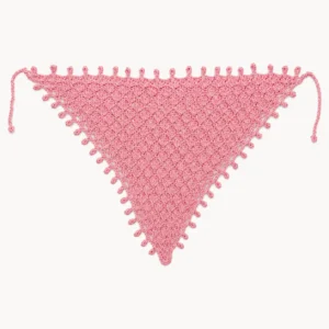 Foulard bandana au crochet perlé triangulaire rose