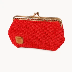 Porte-monnaie au crochet rouge à fermoir clip doré