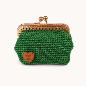 Porte-monnaie au crochet vert à fermoir clip doré