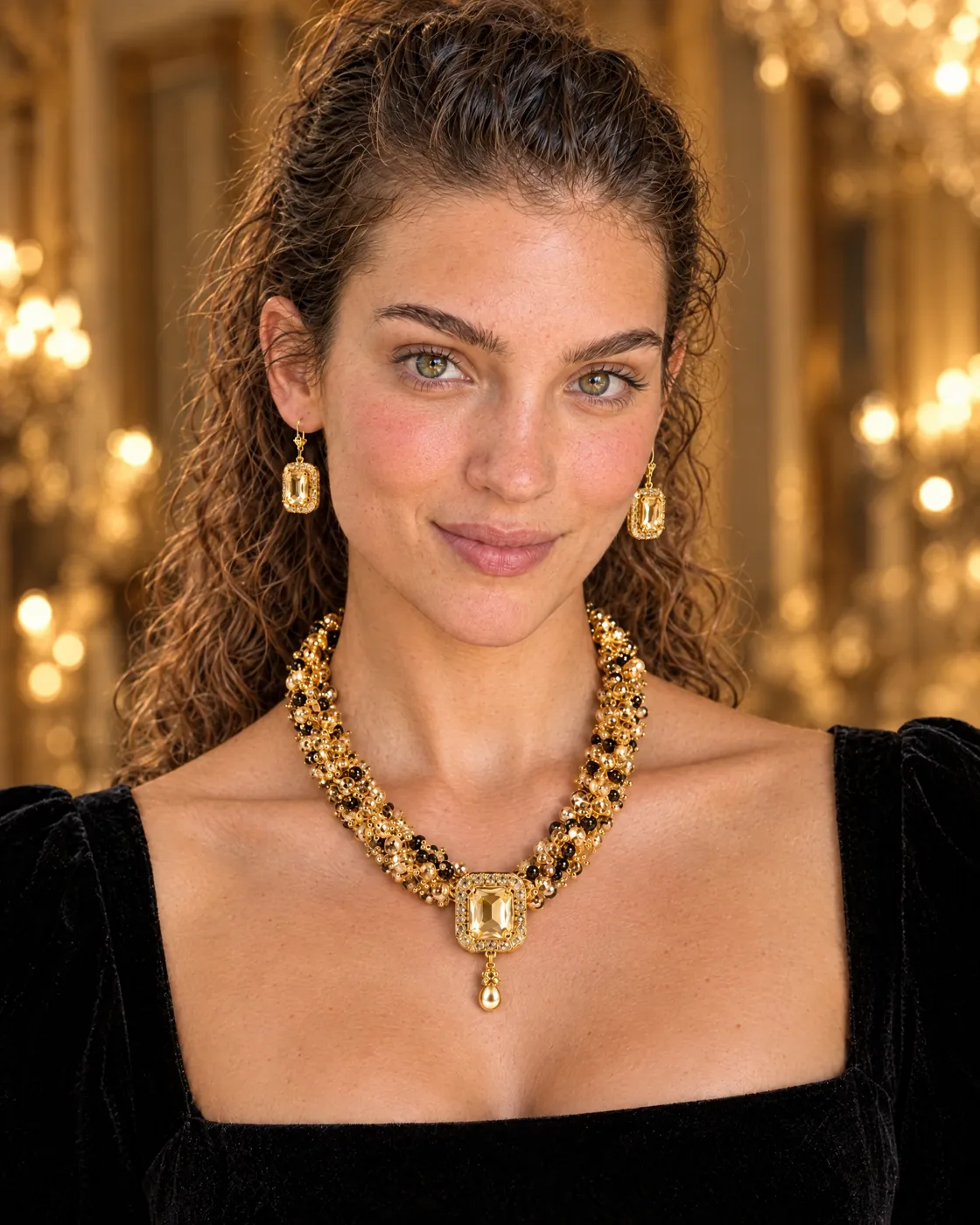 Parure cristal doré — portée
