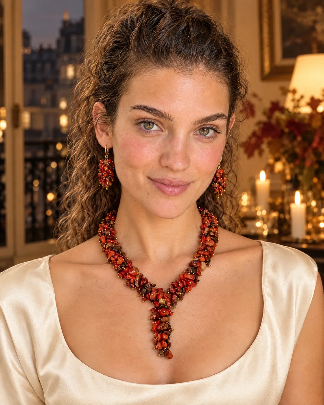 Parure jaspe marron — portée