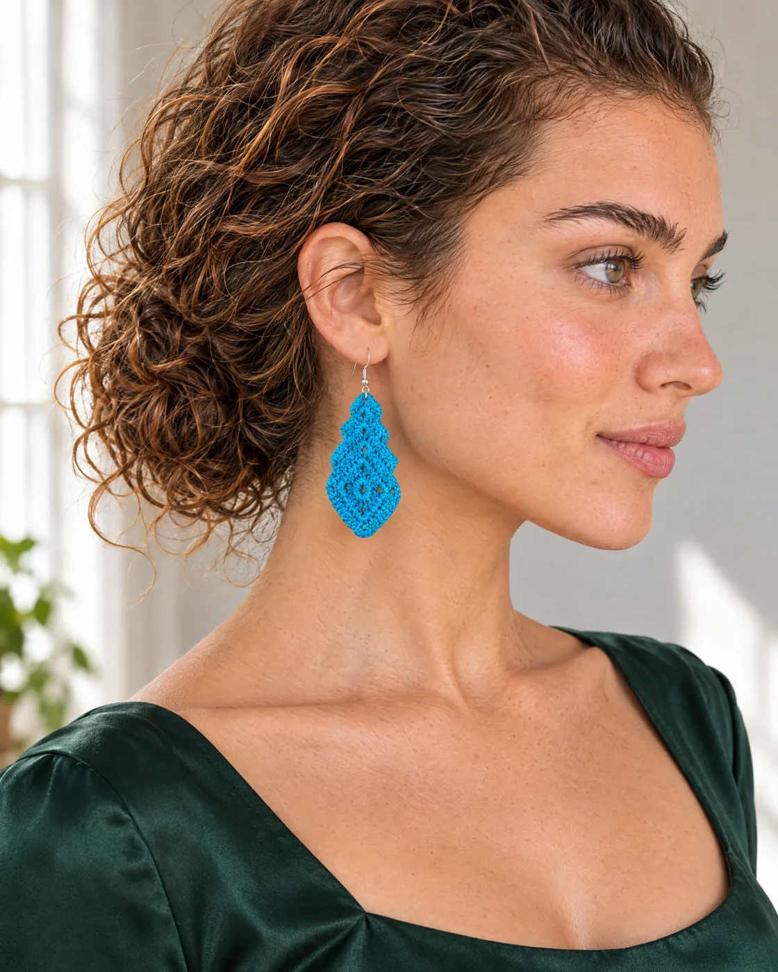 Boucles d’oreilles au crochet — de près