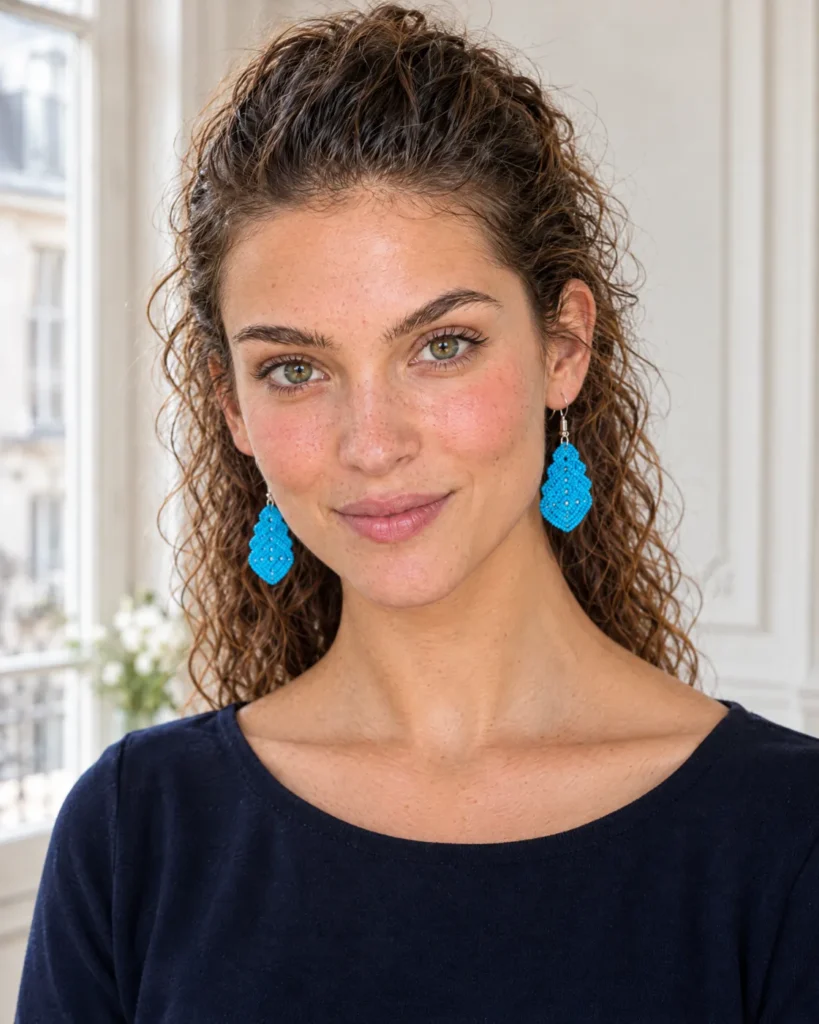 Crochet earrings — worn
