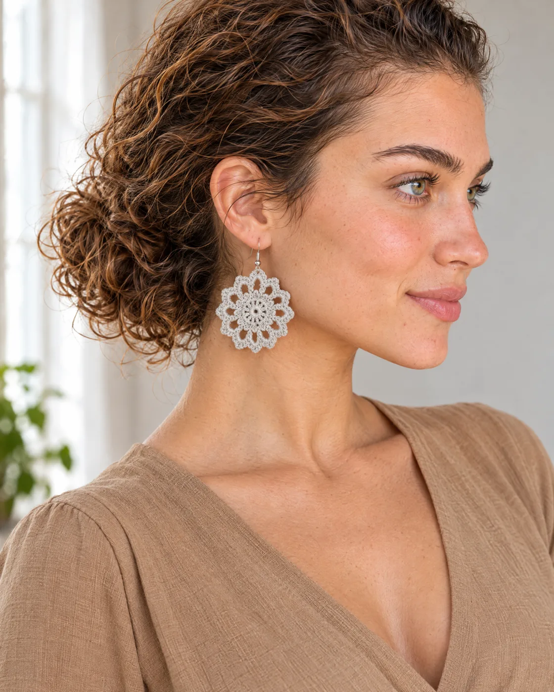 Boucles d’oreilles au crochet — de près