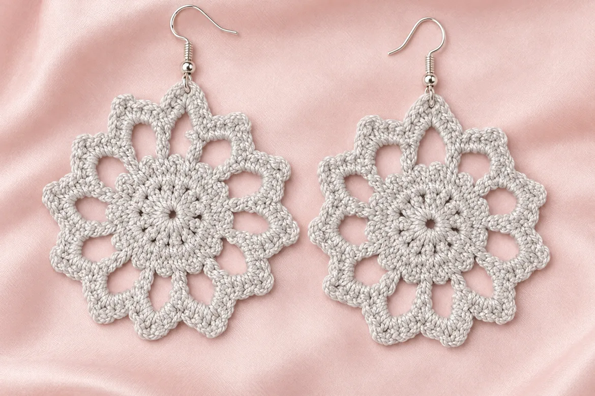 Boucles d’oreilles au crochet — détail