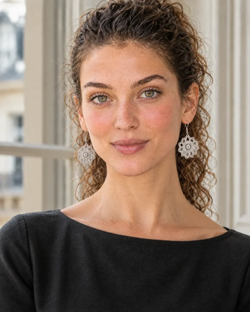 Crochet earrings — worn