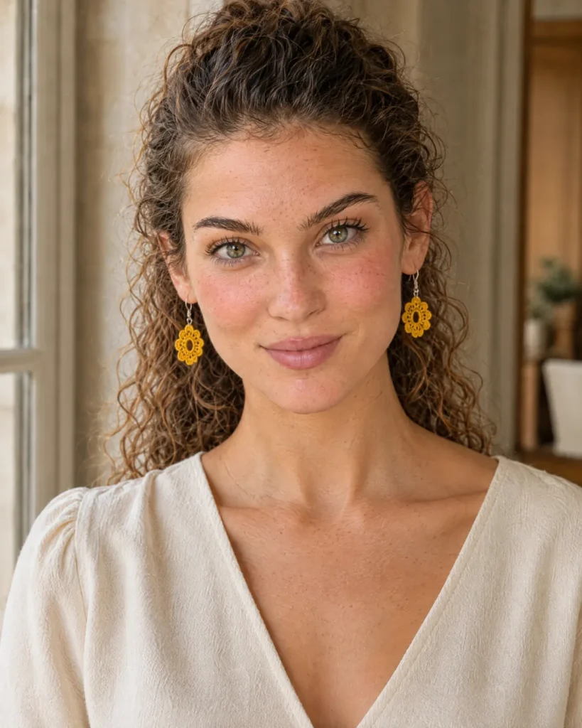 Crochet earrings — worn
