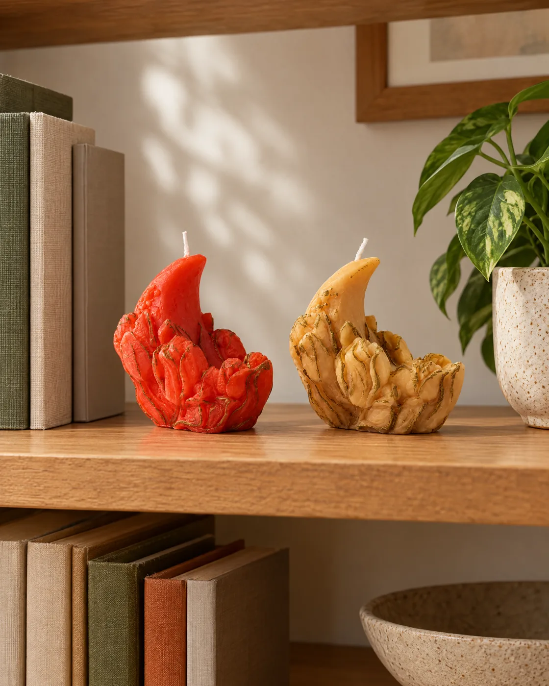Duo de bougies bourgeon de lotus — mise en scène