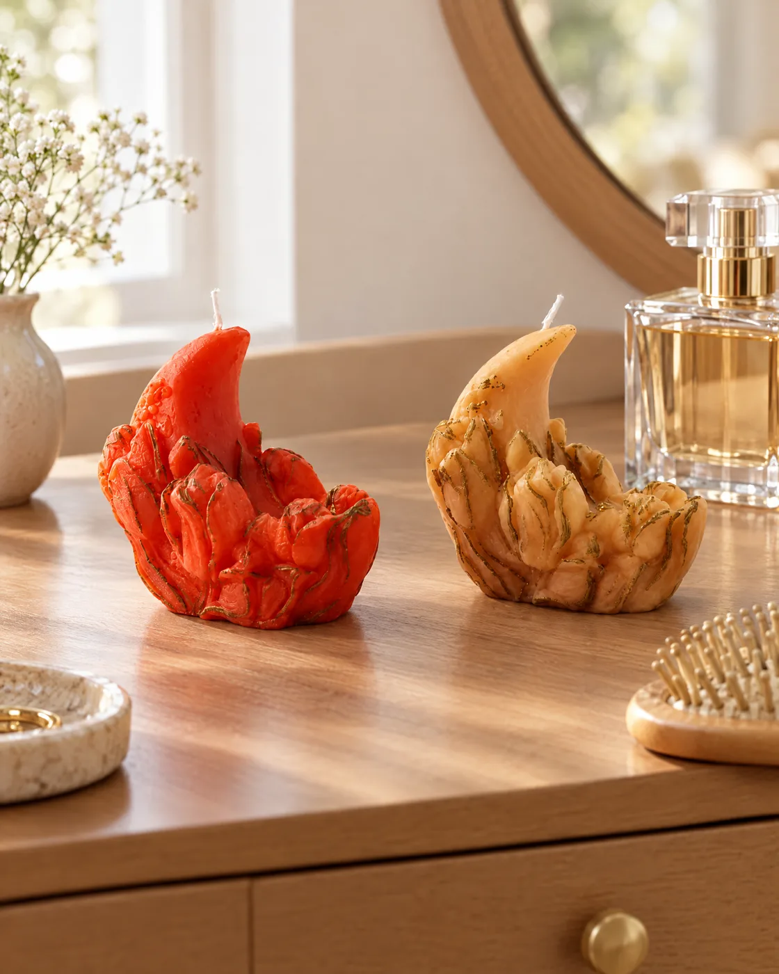 Duo de bougies bourgeon de lotus — dans la maison