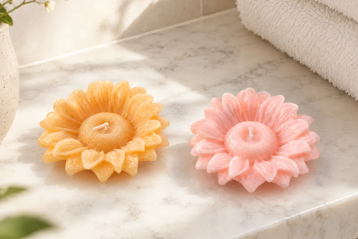Duo de bougies fleur — détail
