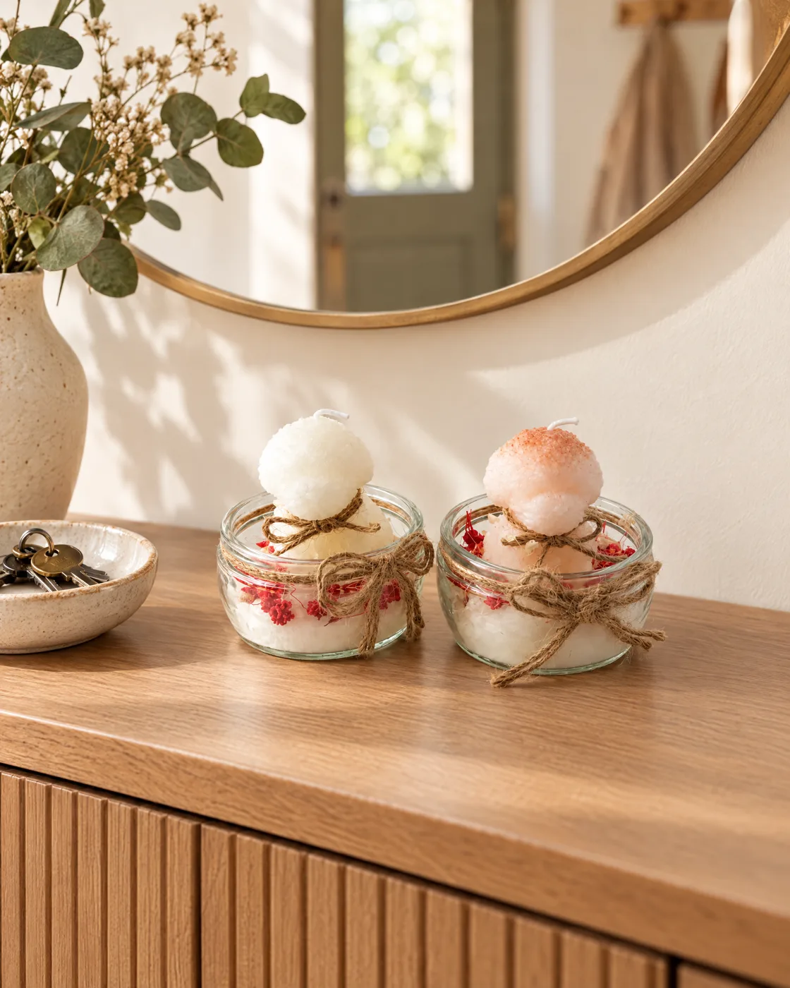 Duo de bougies boule — dans la maison