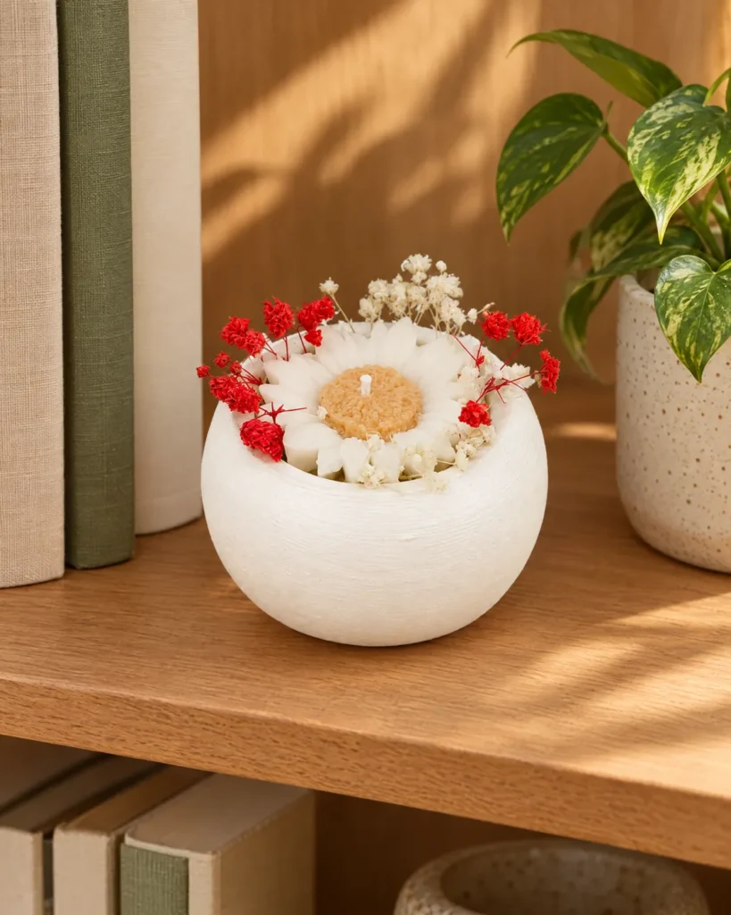 Daisy flower candle — styled