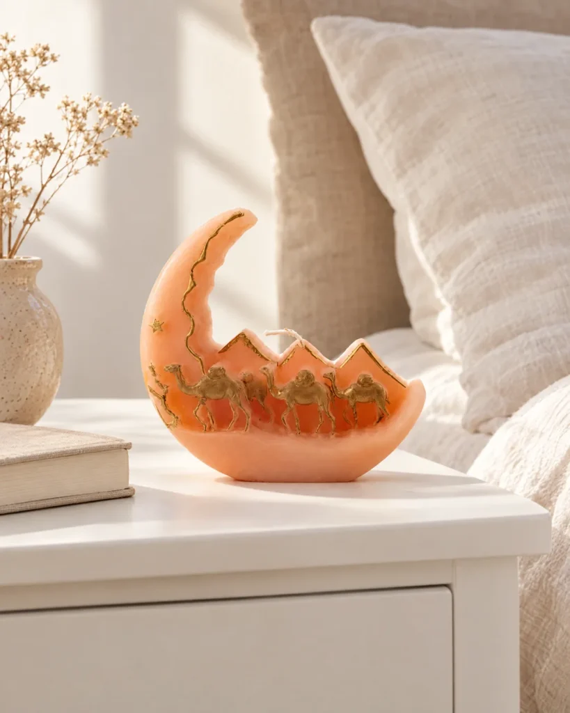 Desert moon candle — at home