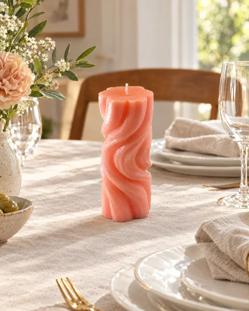 Twisted pillar candle — styled