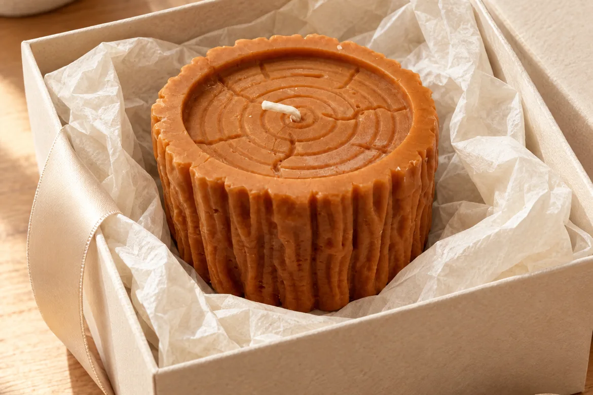 Bougie rondin de bois — détail