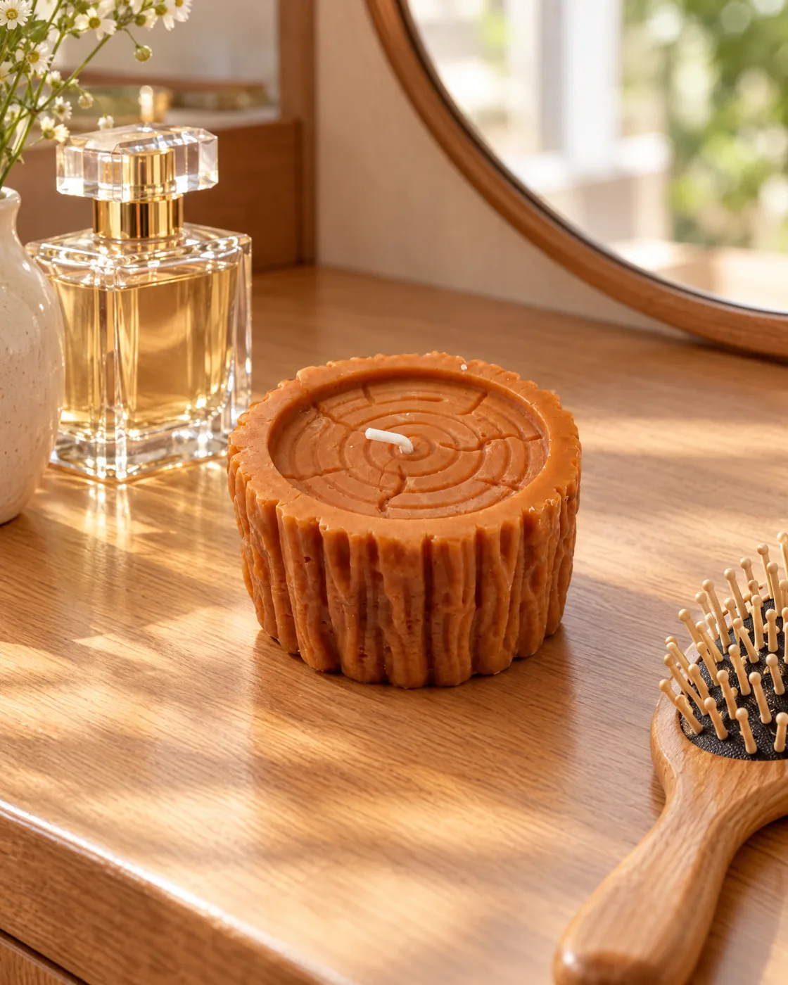 Bougie rondin de bois — dans la maison
