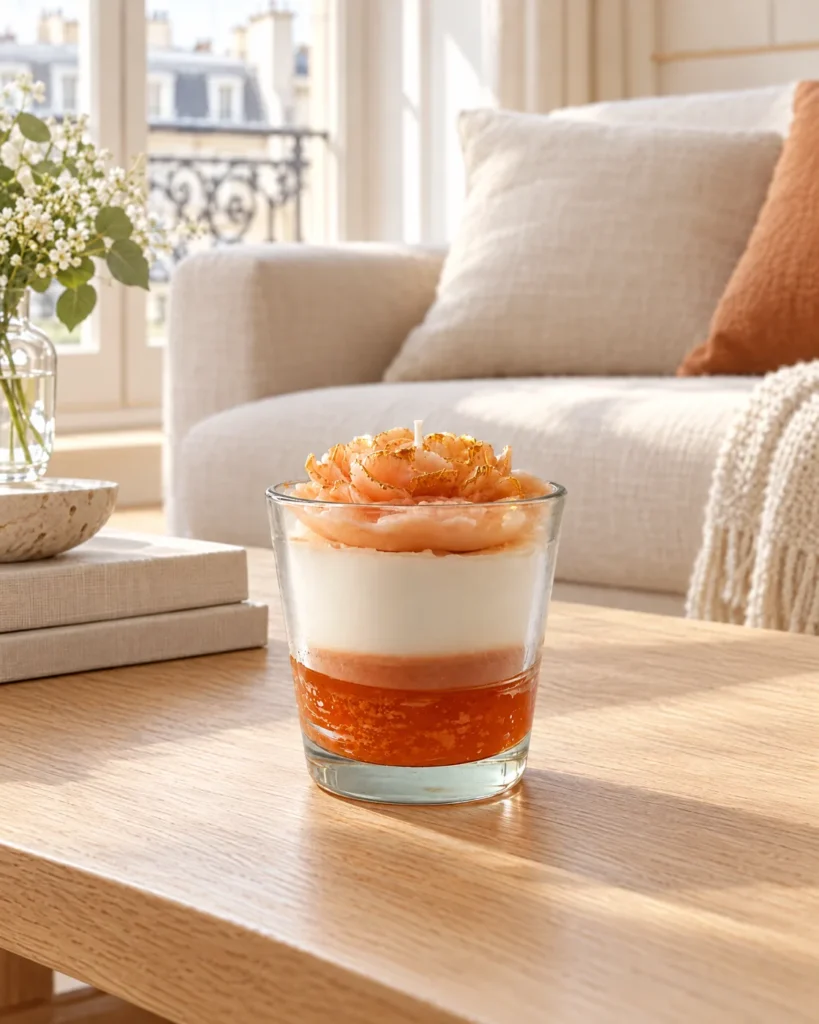 Floral glass candle — styled
