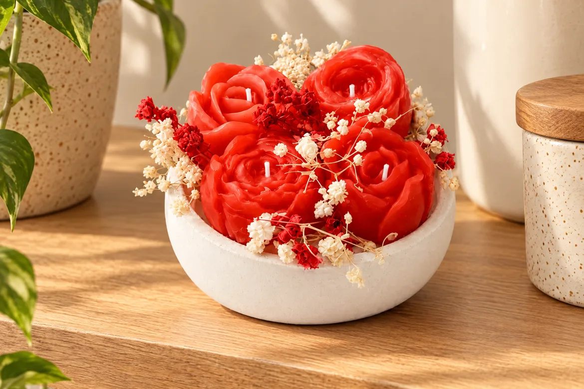 Bougie fleur en coupelle — détail
