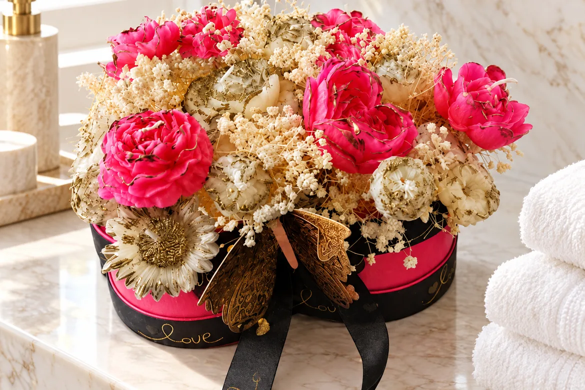 Bougie à fleurs « Love » — détail