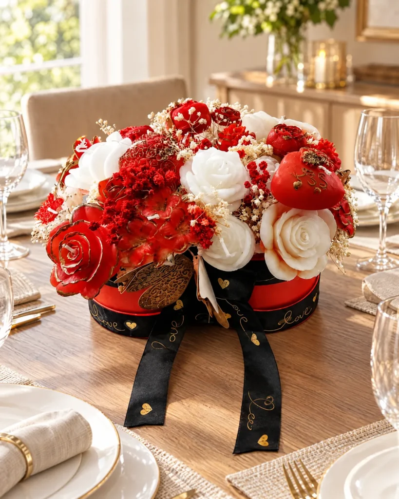 “Love” scented candle bouquet — styled