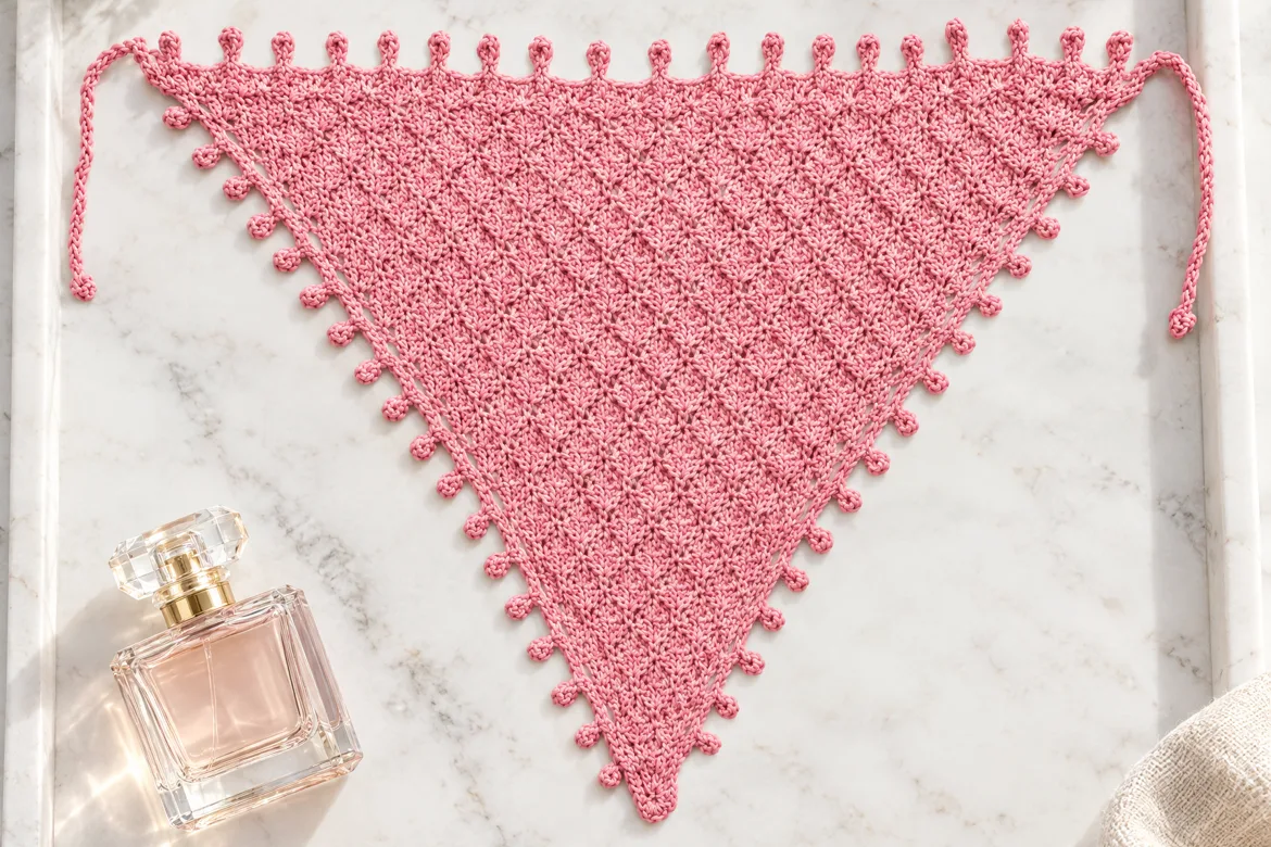 Foulard bandana au crochet perlé — détail