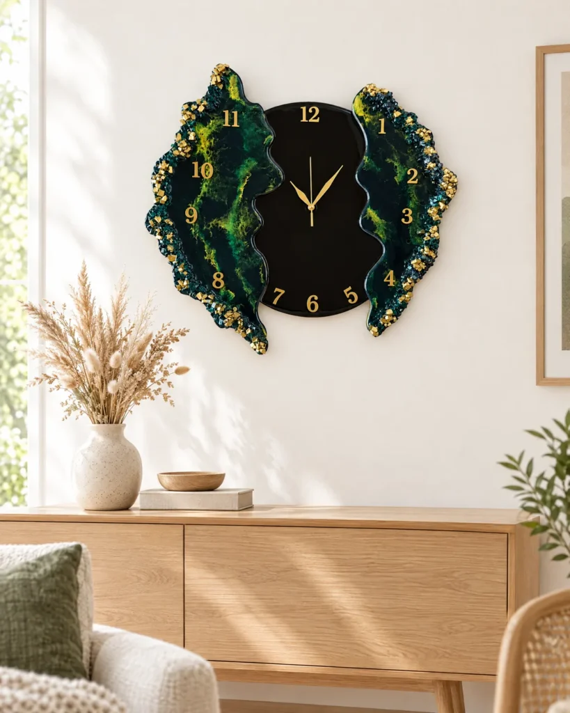 Resin wall clock — styled
