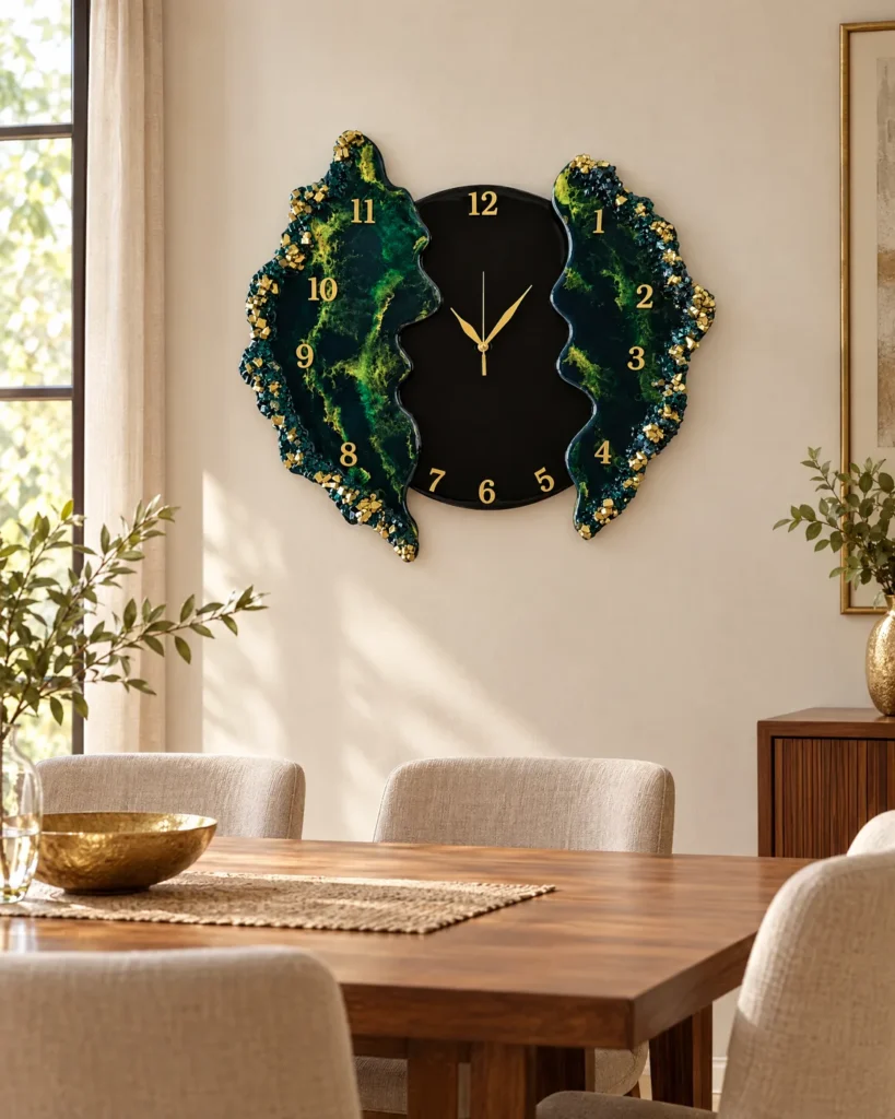 Resin wall clock — at home