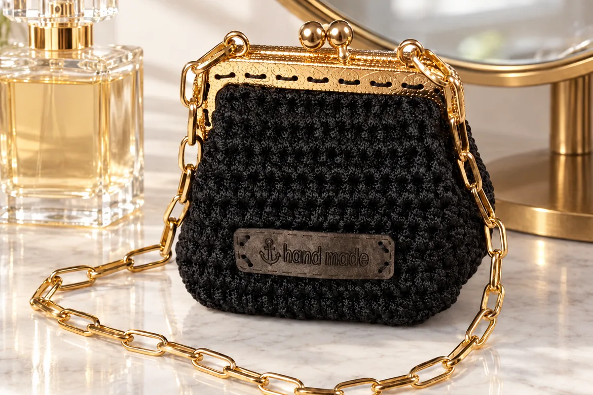 Porte-monnaie au crochet à fermoir doré — détail