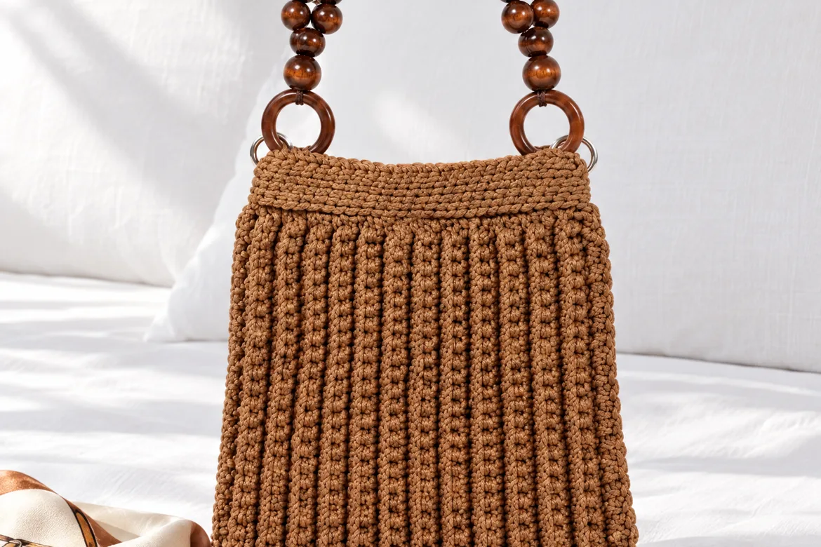 Sac au crochet à maille côtelée — détail