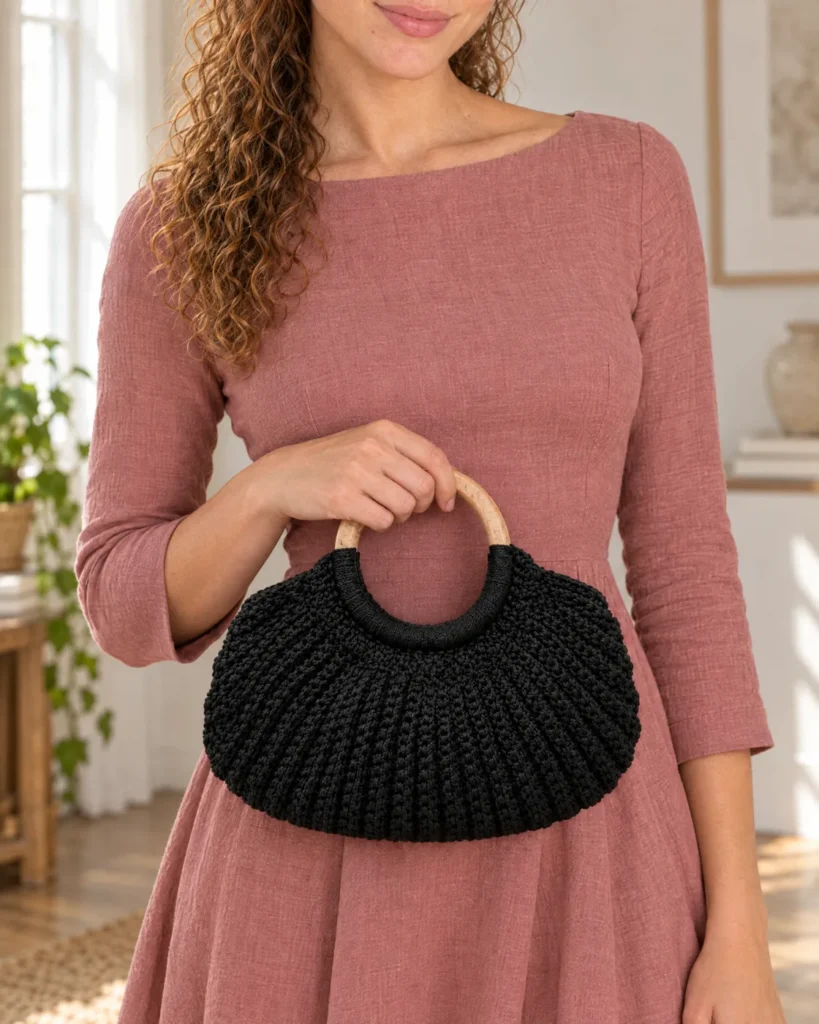 Sac demi-lune au crochet — en main