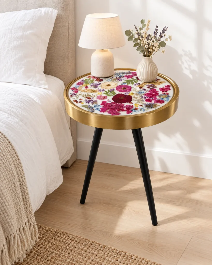 Resin side table — at home