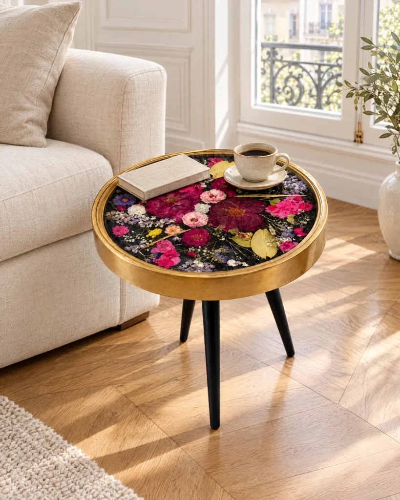 Resin side table — styled