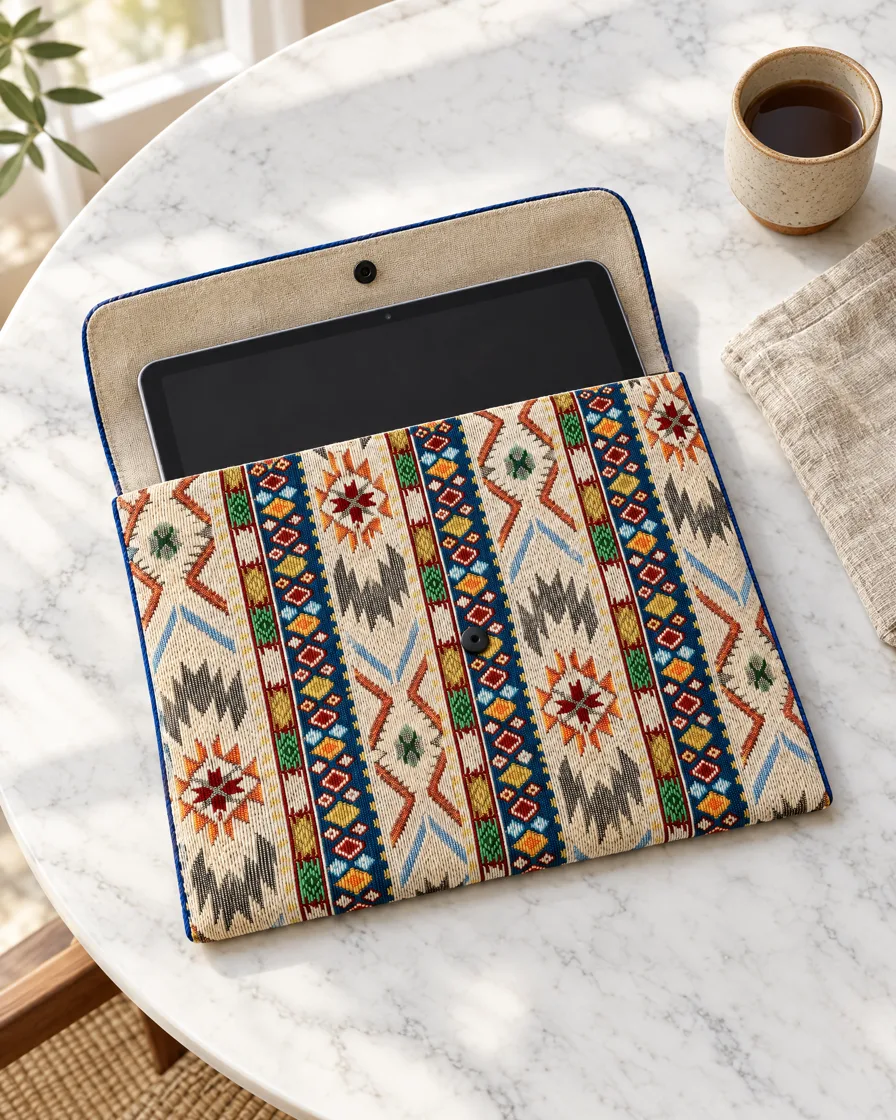 Housse de tablette en jacquard — avec une tablette, pour la taille